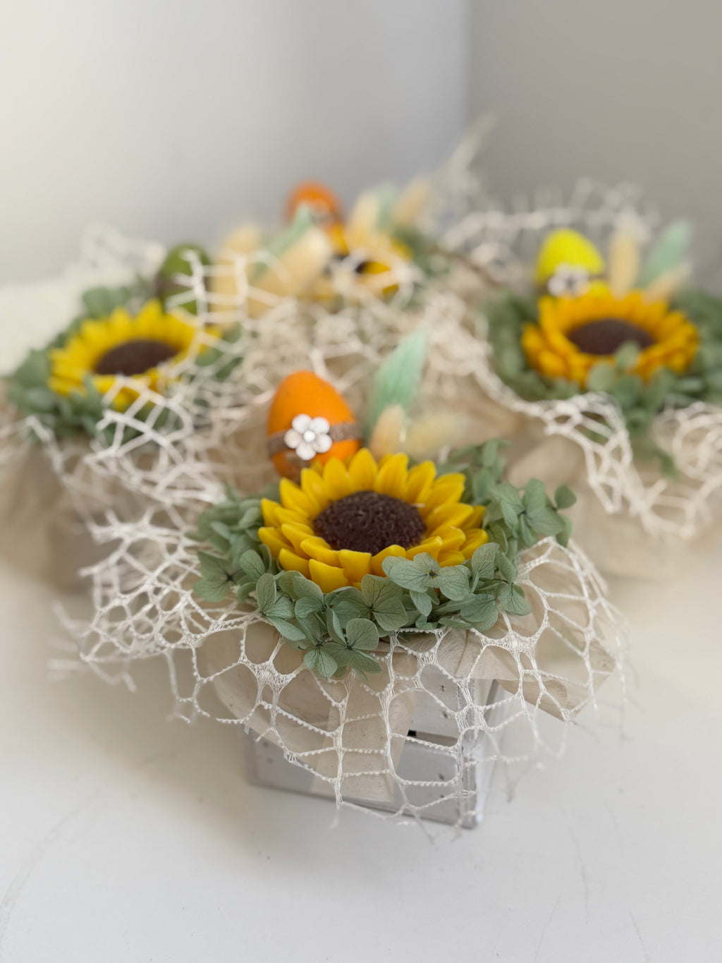 Mini bouquet girasole in cassetta